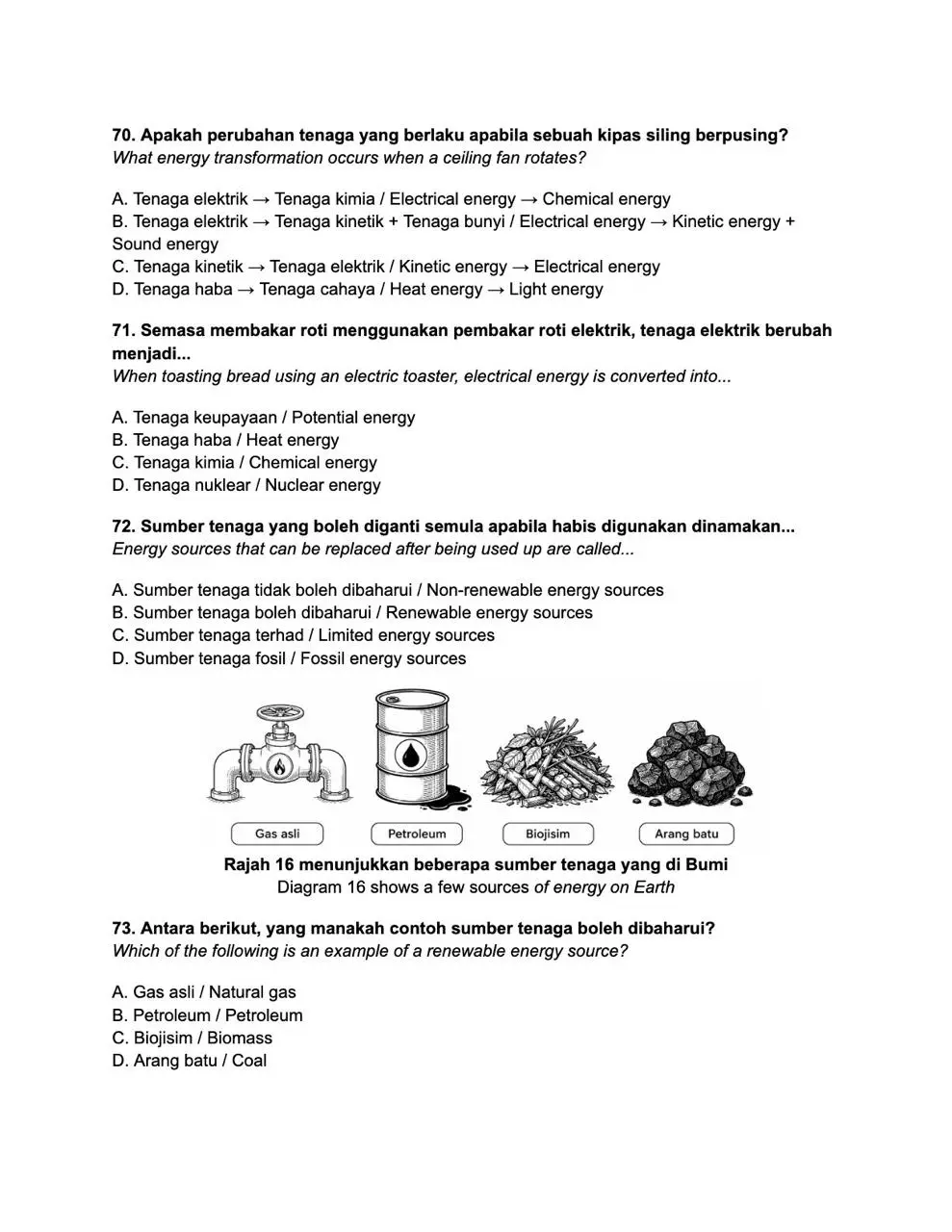 Contoh latihan Sains 1